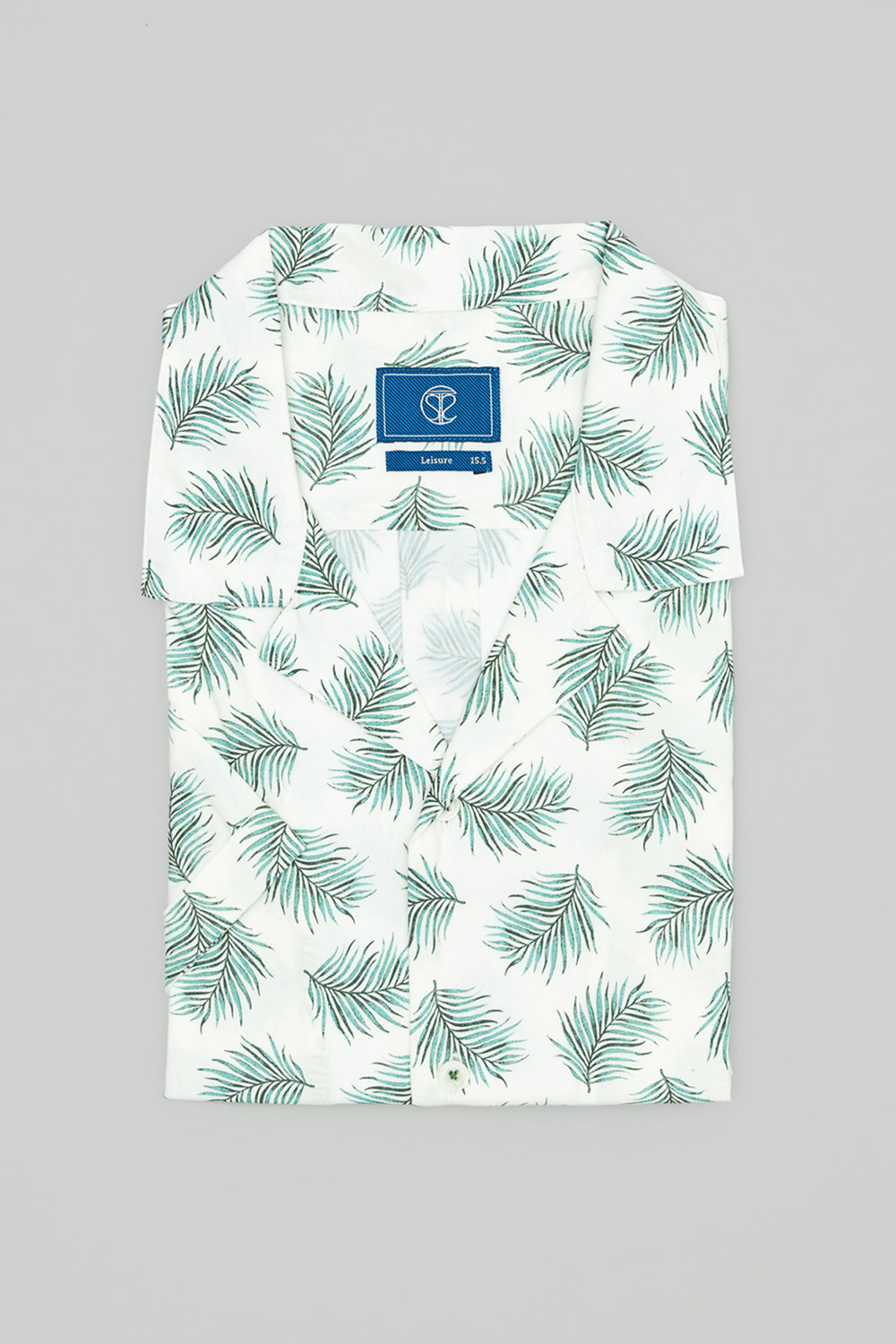 SST&C Green Leaf Print Cuban Collar Loose Fit Short-Sleeved Shirt | 0412402013  (Outlet)_7