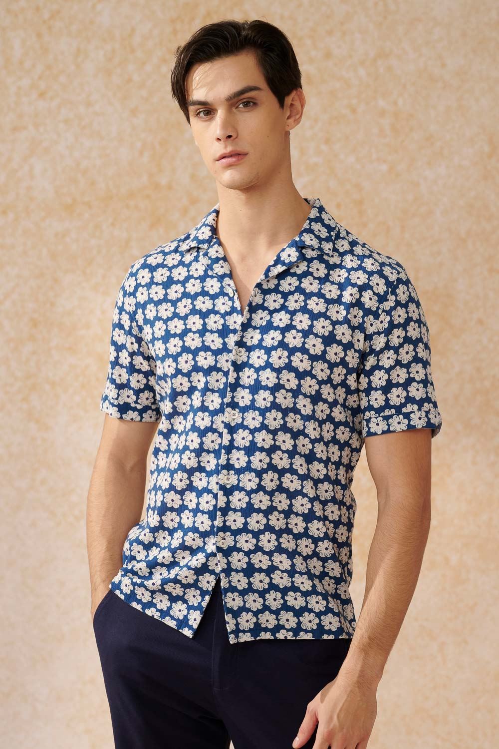 SST&C Allover Floral Crepe Cuban Collar Loose Fit Short-Sleeved Shirt | 0412402014  (Outlet)_0