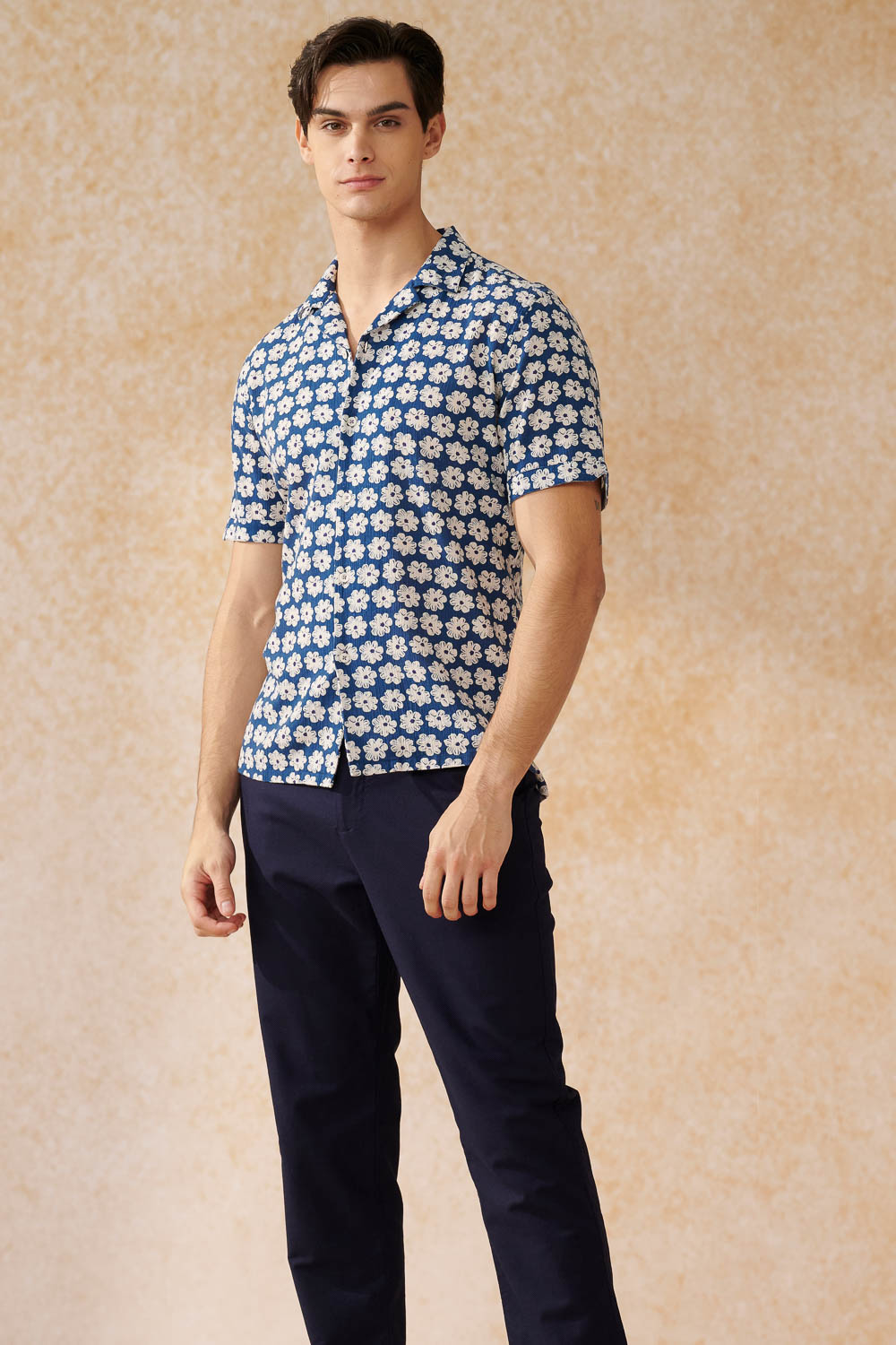 SST&C Allover Floral Crepe Cuban Collar Loose Fit Short-Sleeved Shirt | 0412402014  (Outlet)_1