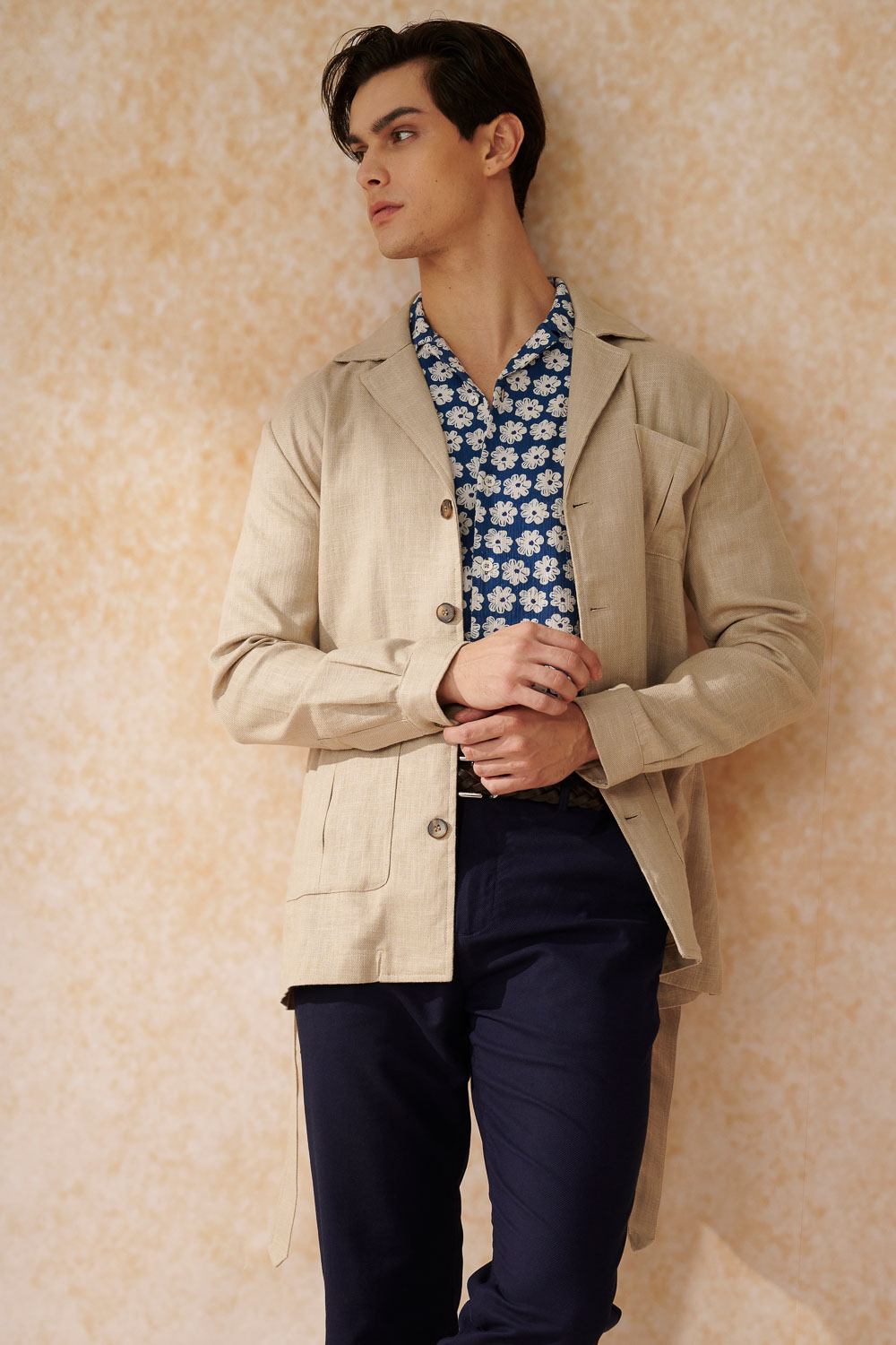 SST&C Allover Floral Crepe Cuban Collar Loose Fit Short-Sleeved Shirt | 0412402014  (Outlet)_3