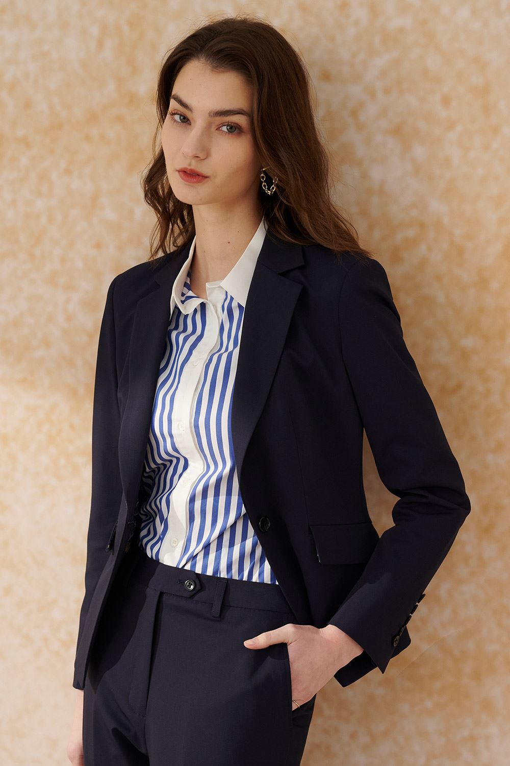 SST&C Navy Square Collar Suit | 7162402004  (Outlet)_0