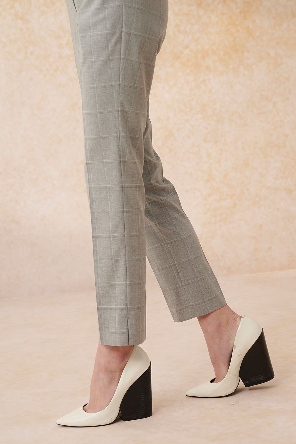 SST&C Light Gray Check Pattern Slim Fit Trousers | 7262402001  (Outlet)_6
