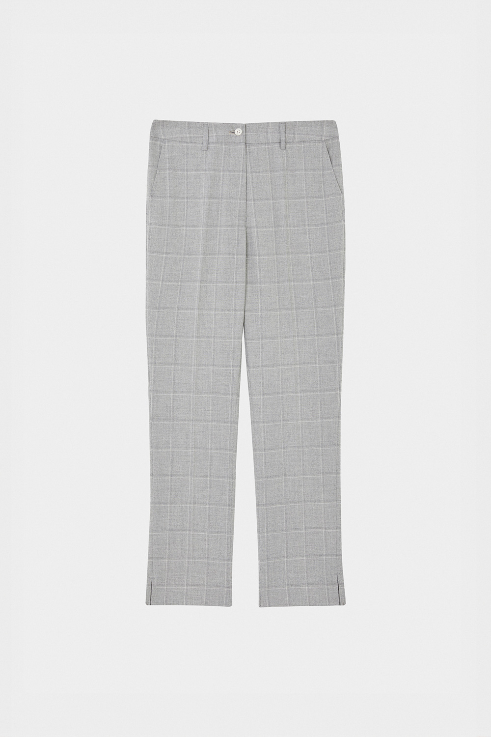 SST&C Light Gray Check Pattern Slim Fit Trousers | 7262402001  (Outlet)_7