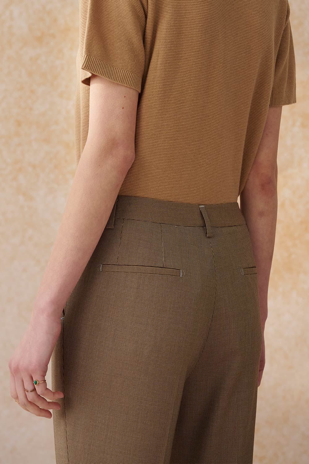 SST&C Khaki Petite Houndstooth Fitted Trousers | 7262402002  (Outlet)_6