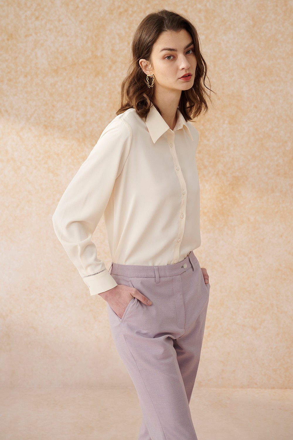 SST&C Light Pink Fitted Trousers | 7262402003  (Outlet)_4