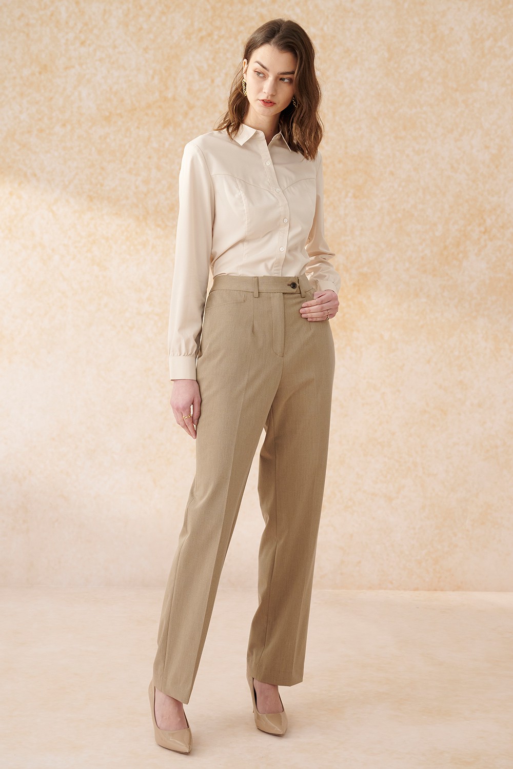 SST&C Khaki Wide-Fit Trousers | 7262402005  (Outlet)_0