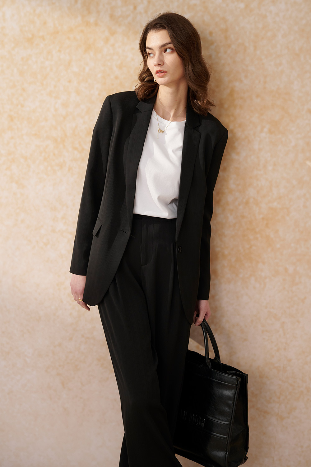 SST&C Black Pleated Wide Trousers | 8262402002  (Outlet)_1