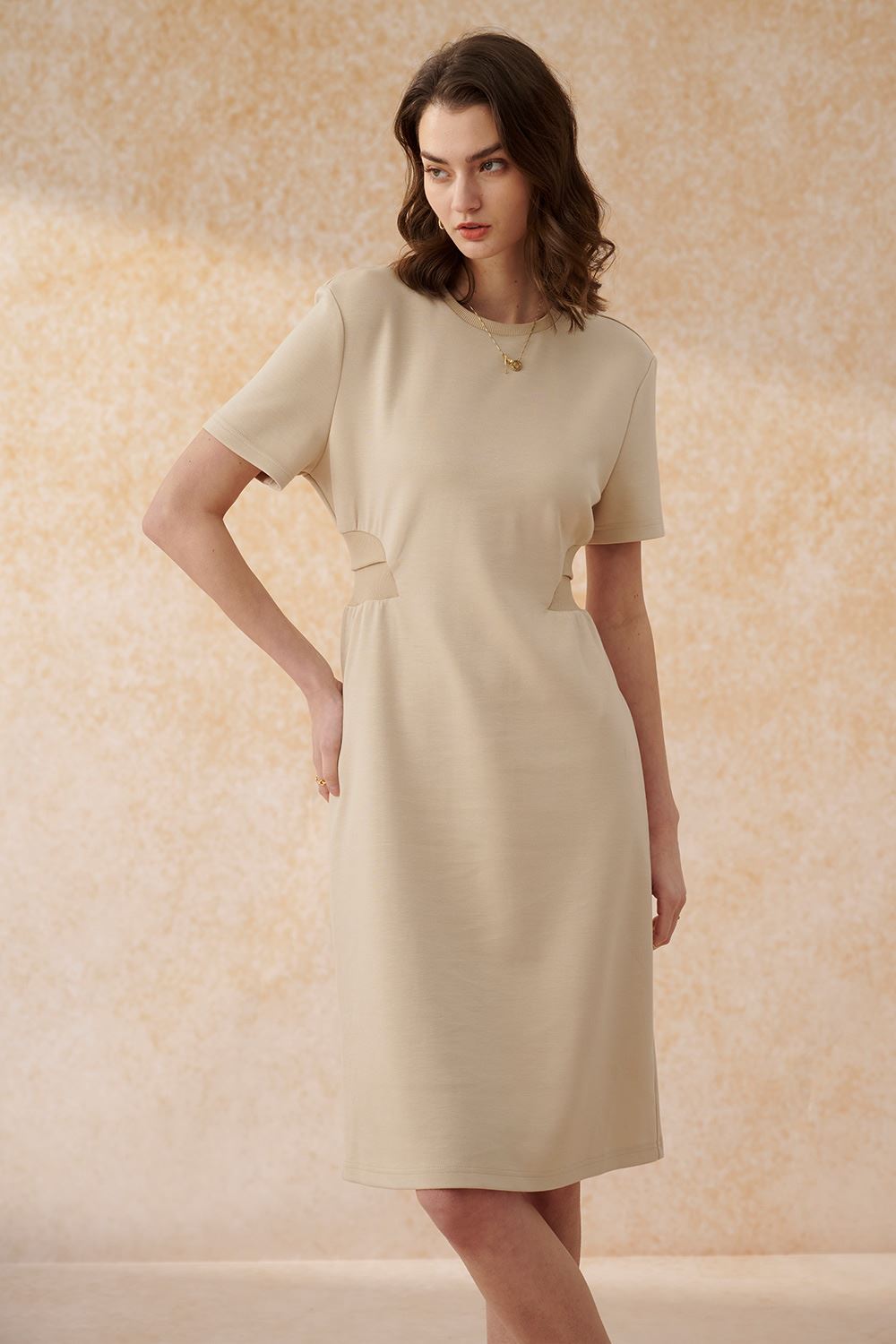 SST&C Apricot Knitted Long Dress | 8562402001  (Outlet)_0