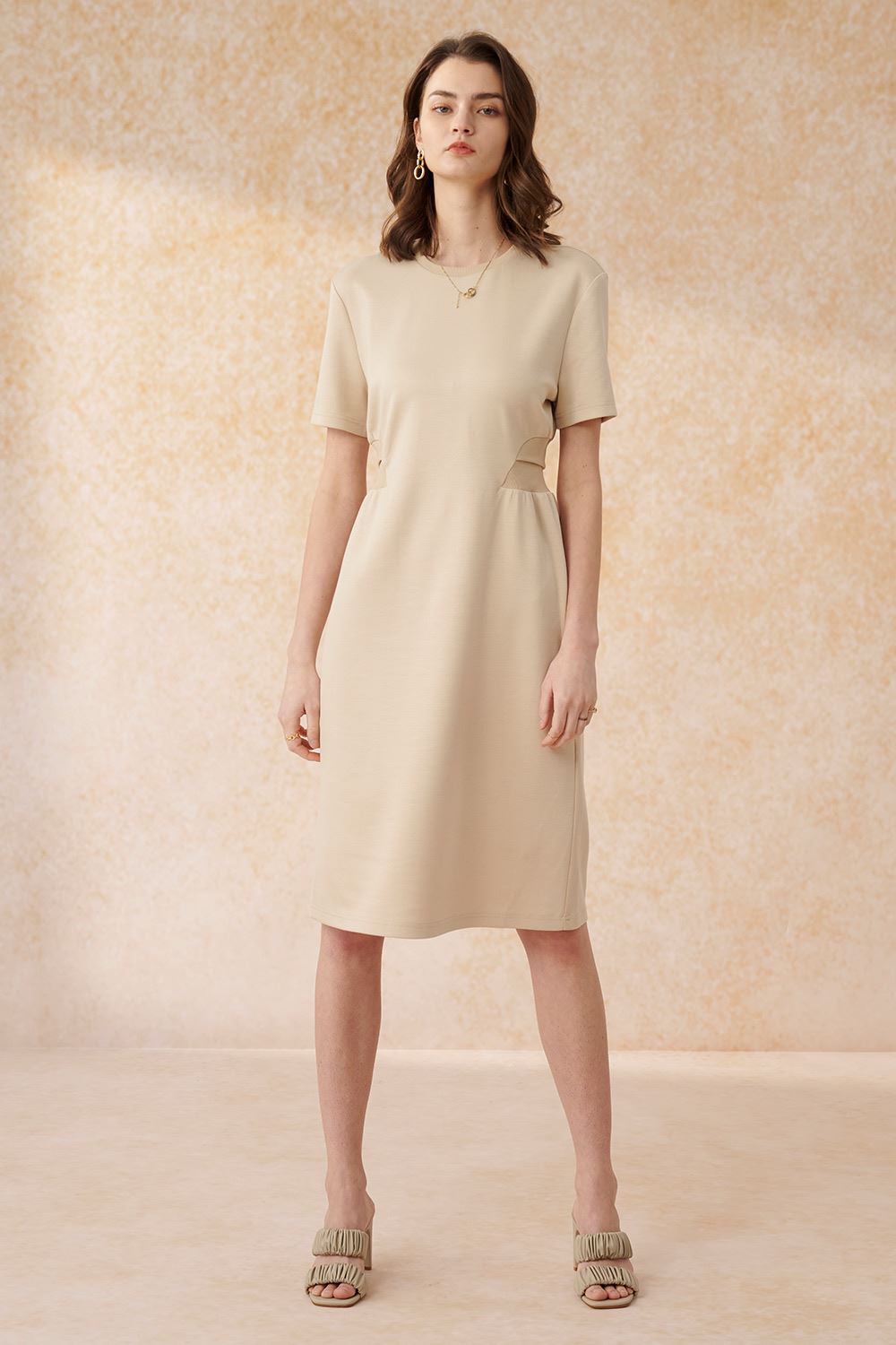 SST&C Apricot Knitted Long Dress | 8562402001  (Outlet)_3