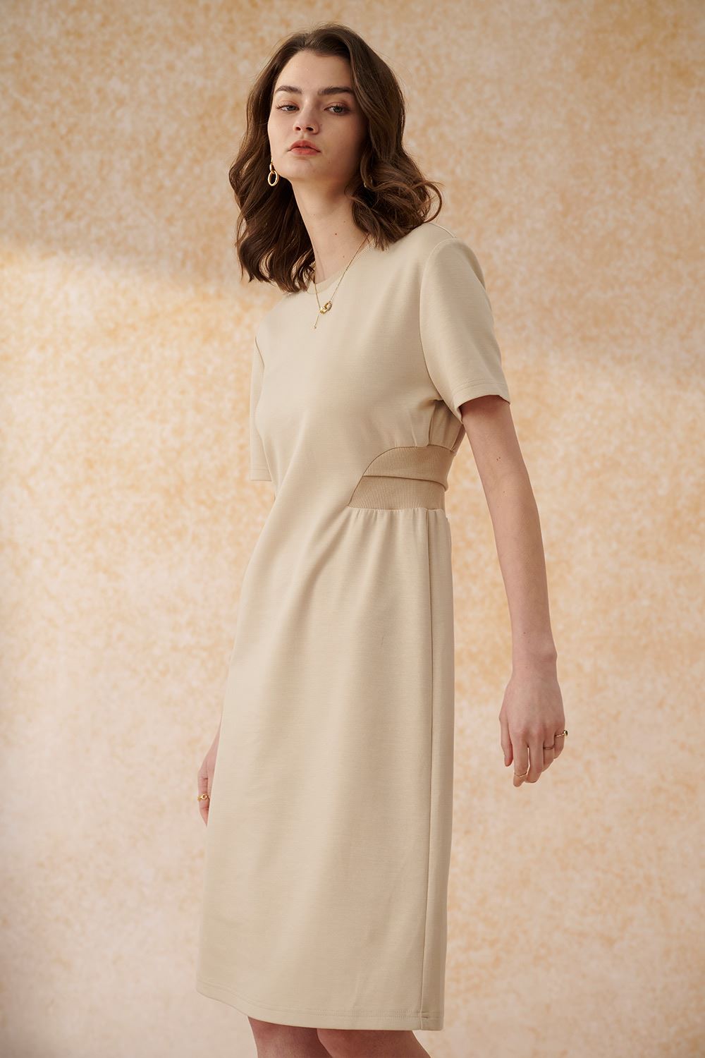 SST&C Apricot Knitted Long Dress | 8562402001  (Outlet)_5