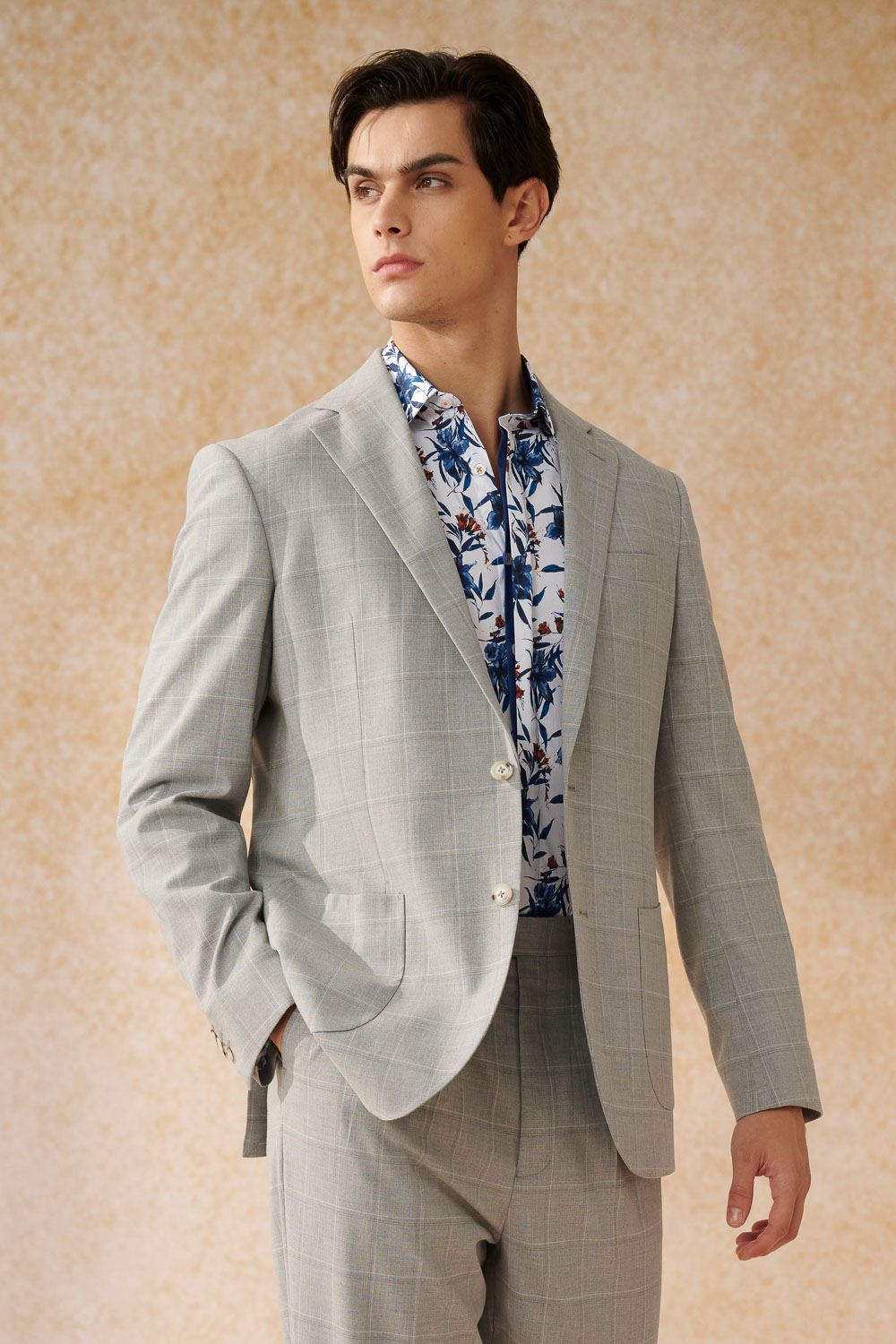SST&C Light Gray Check Pattern Loose Suit Jacket | 0112402002  (Outlet)_0