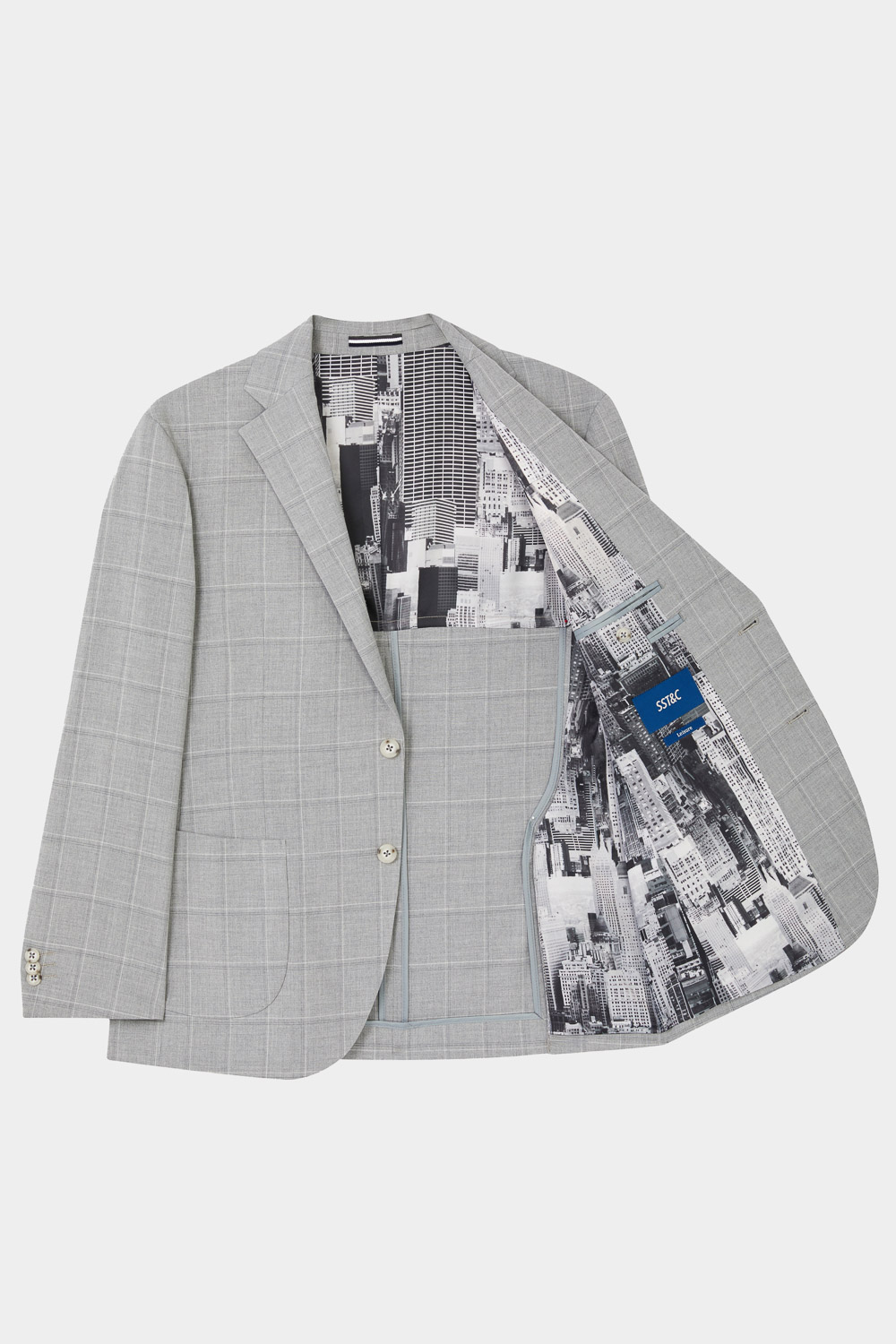 SST&C Light Gray Check Pattern Loose Suit Jacket | 0112402002  (Outlet)_8
