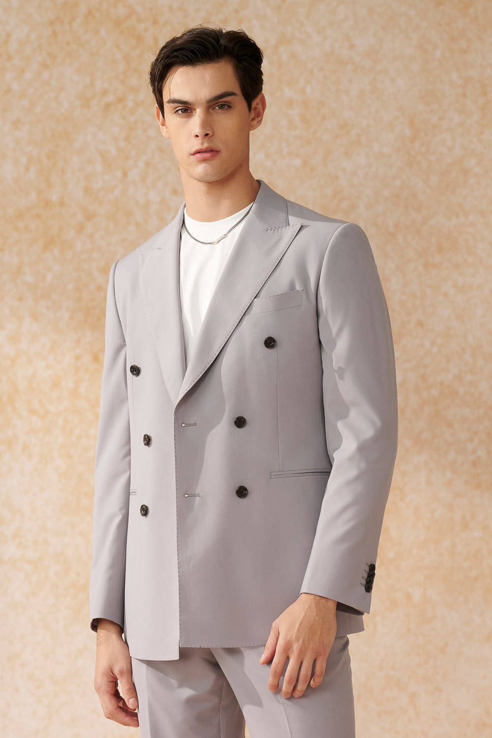 SST&C Matte Gray Purple Slim Double Breasted Suit Jacket | 0112402008  (Outlet)_0