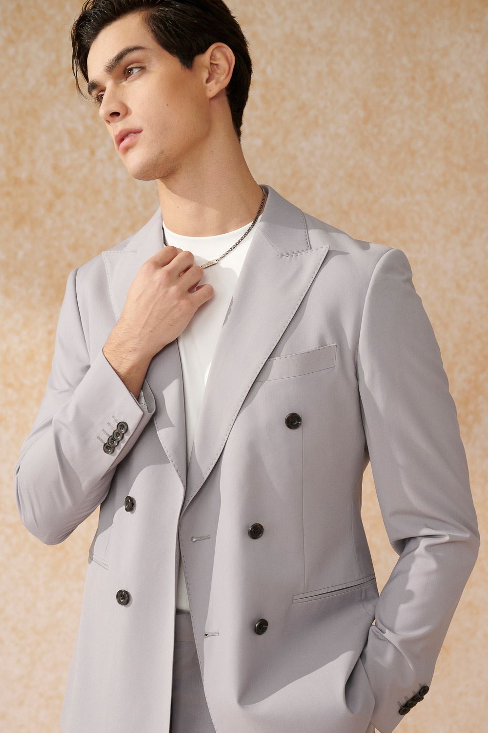 SST&C Matte Gray Purple Slim Double Breasted Suit Jacket | 0112402008  (Outlet)_1