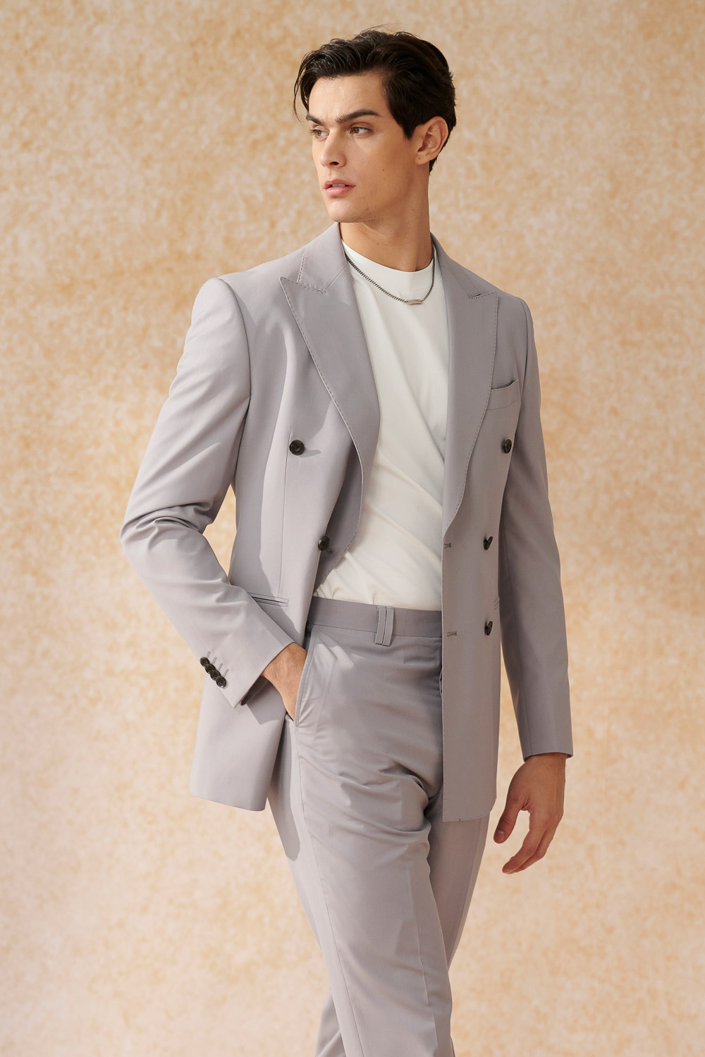 SST&C Matte Gray Purple Slim Double Breasted Suit Jacket | 0112402008  (Outlet)_2