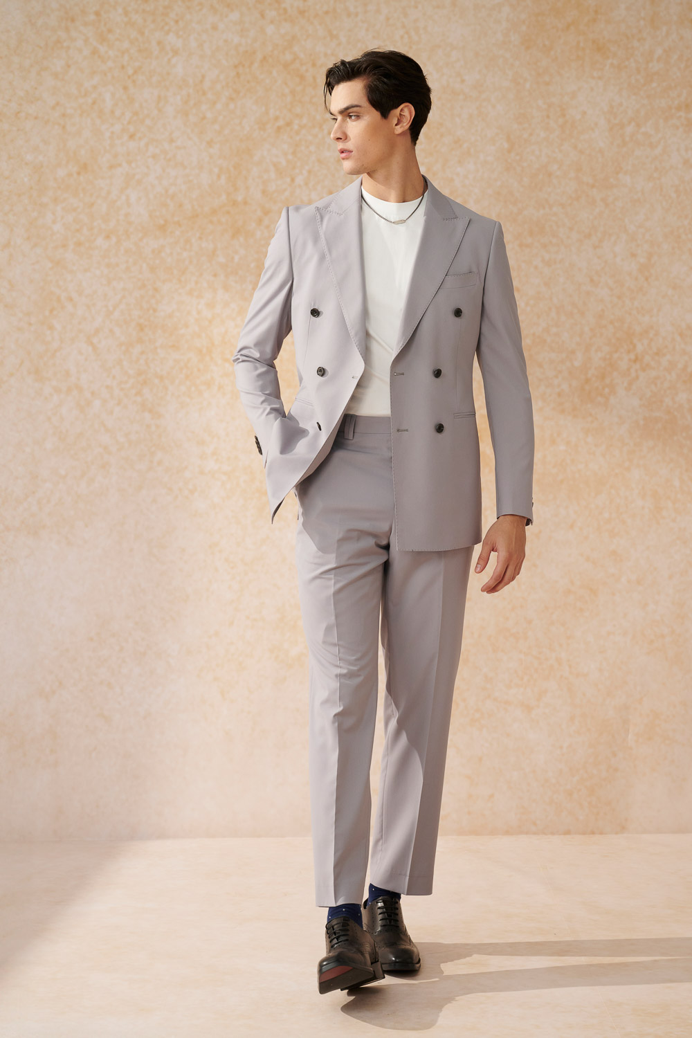 SST&C Matte Gray Purple Slim Double Breasted Suit Jacket | 0112402008  (Outlet)_3