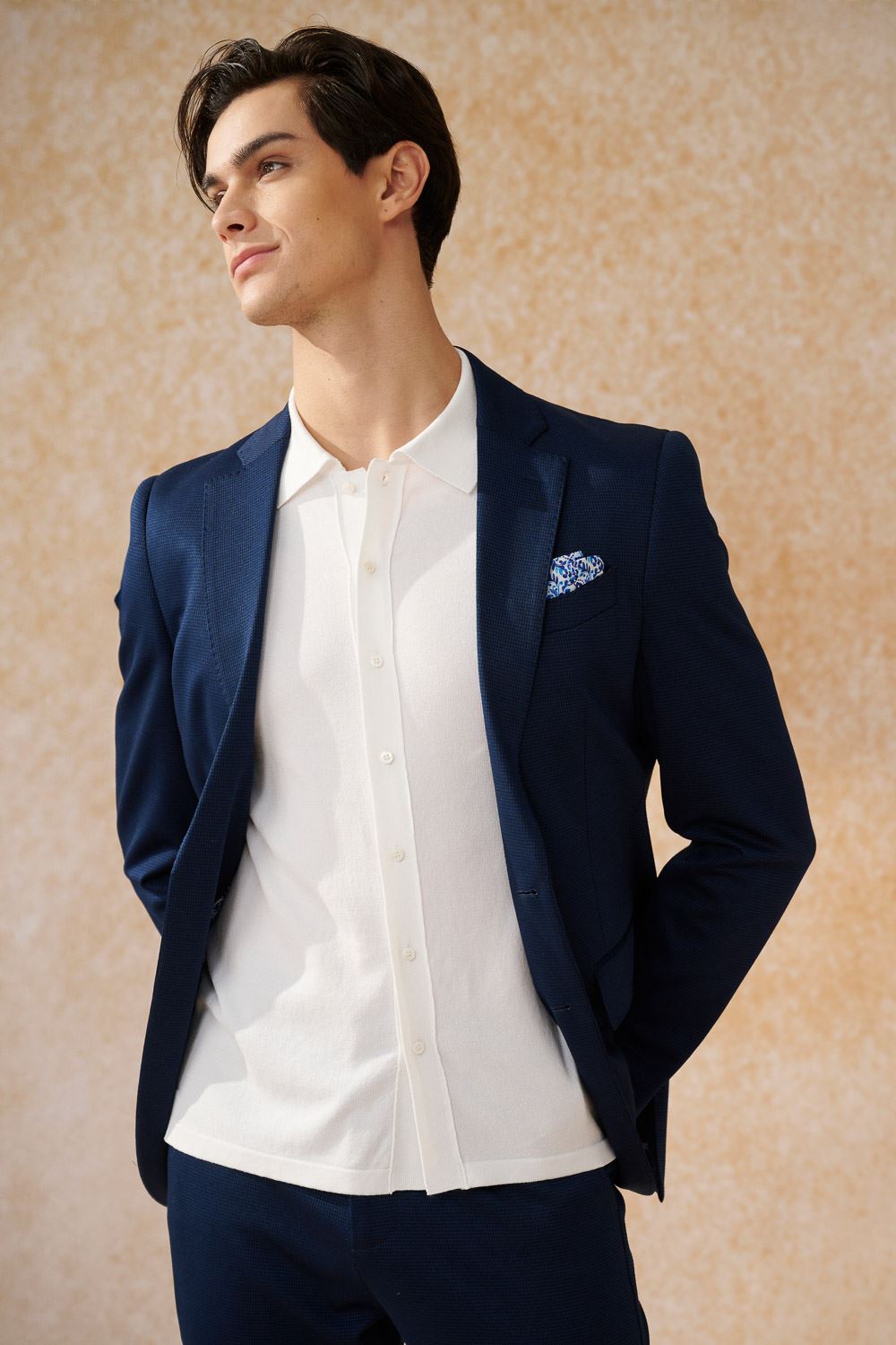 SST&C Navy Houndstooth Knit Casual Suit | 0612402001  (Outlet)_0
