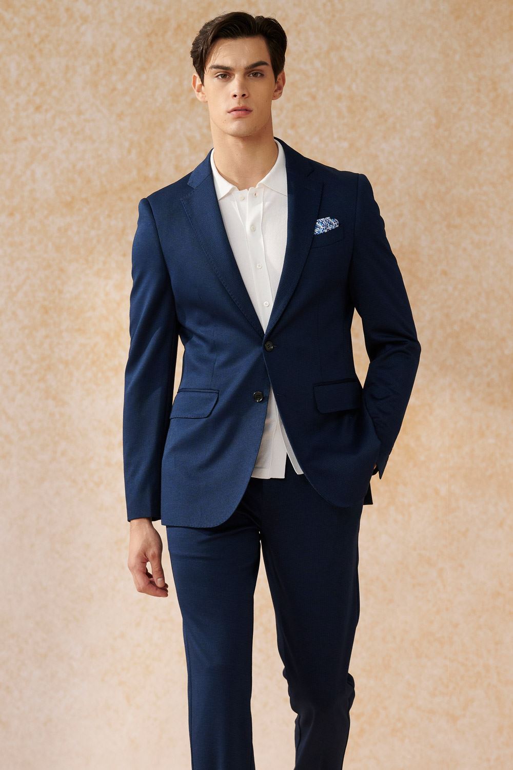 SST&C Navy Houndstooth Knit Casual Suit | 0612402001  (Outlet)_1