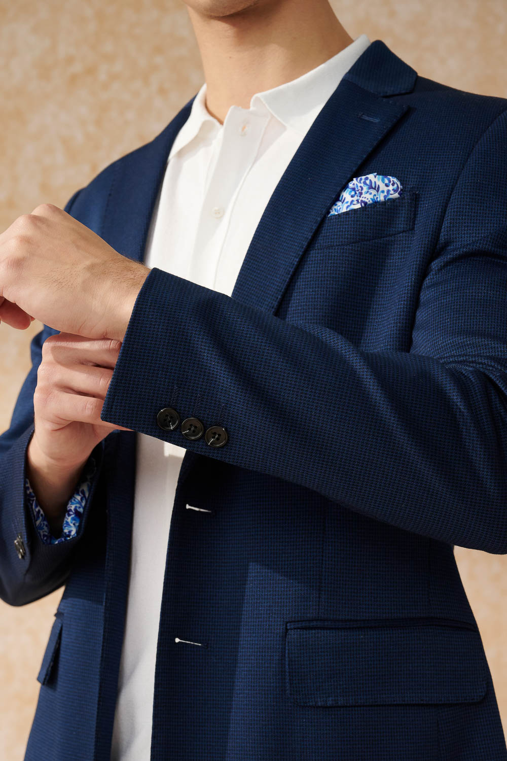 SST&C Navy Houndstooth Knit Casual Suit | 0612402001  (Outlet)_4