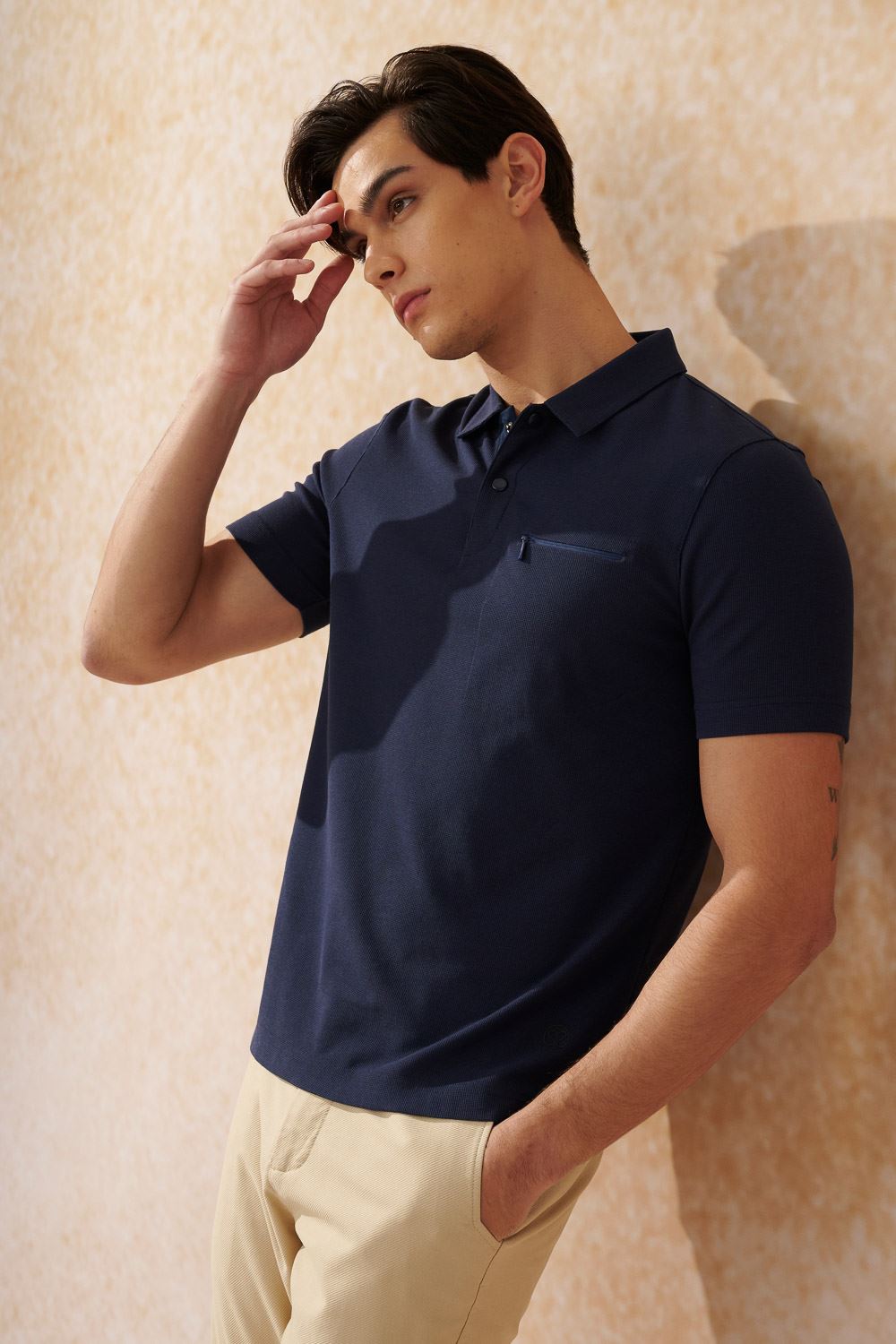 SST&C Deep Navy Blue Short-Sleeved Polo Shirt | 1012402004  (Outlet)_0