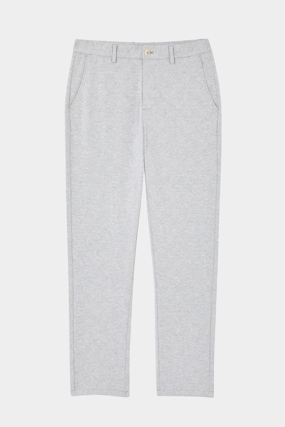 SST&C Light Gray Check Pattern Slim Fit Knitted Elastic Casual Trousers | 1212402003  (Outlet)_5