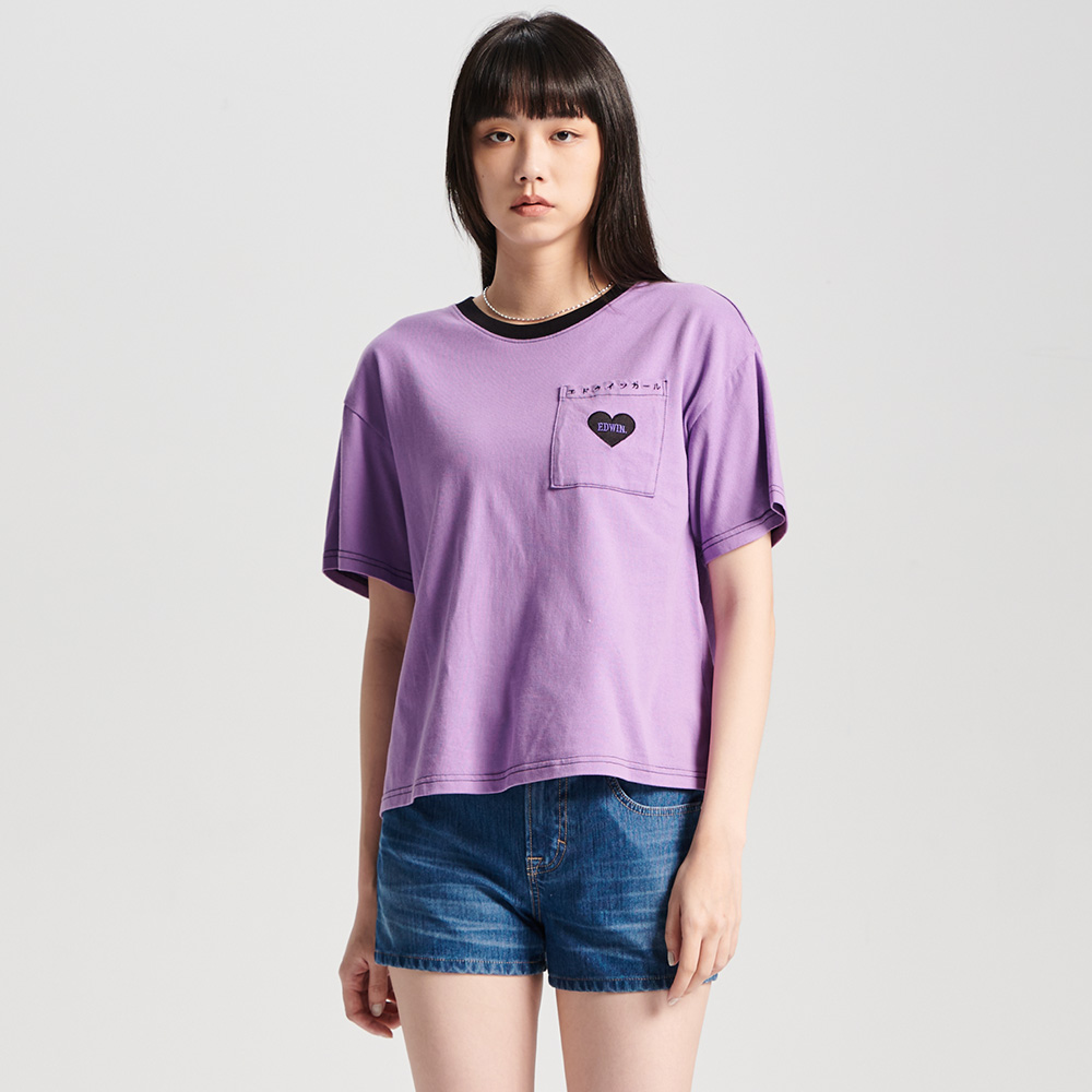 EDWIN｜女裝｜TY2K愛心寬版短袖T恤