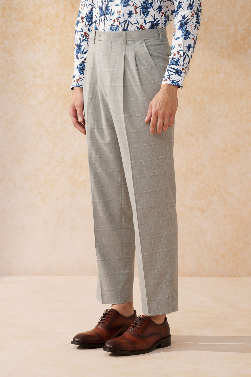 SST&C Light Gray Check Pattern Loose Suit Trousers | 0212402002  (Outlet)_0