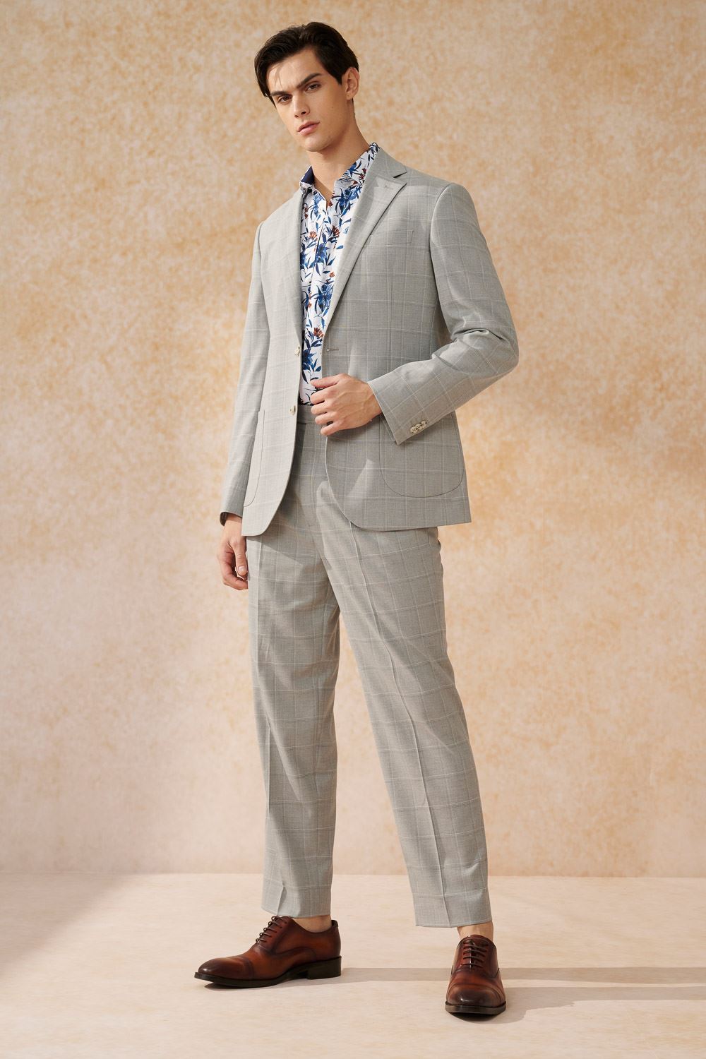 SST&C Light Gray Check Pattern Loose Suit Trousers | 0212402002  (Outlet)_1