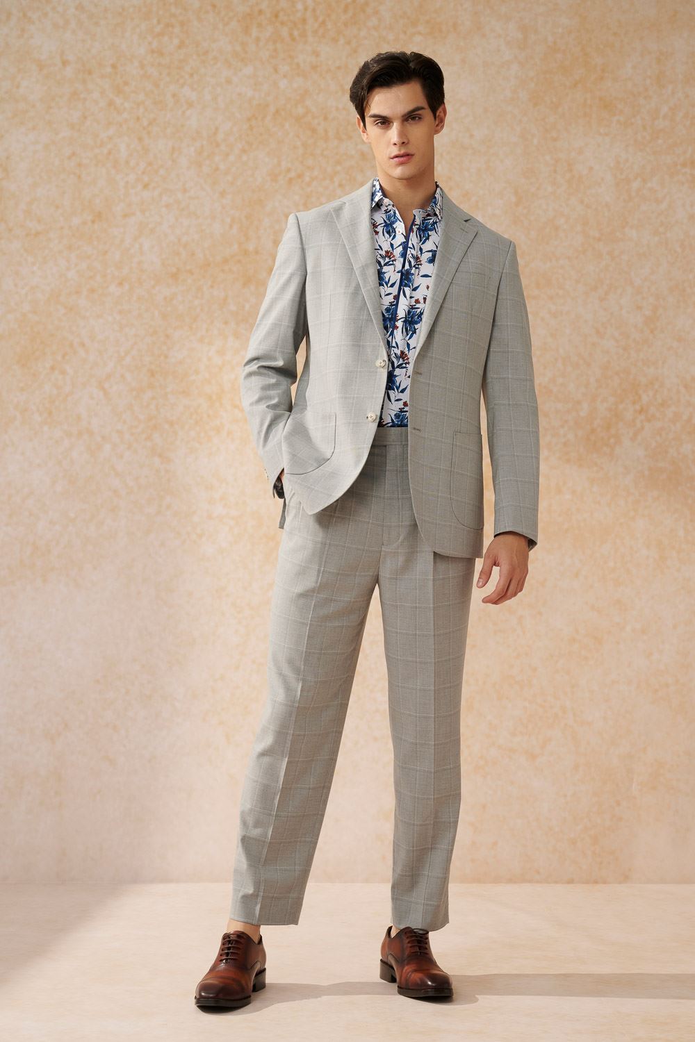 SST&C Light Gray Check Pattern Loose Suit Trousers | 0212402002  (Outlet)_2