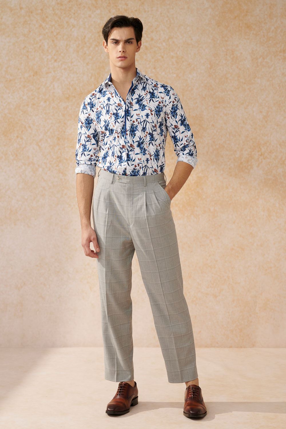 SST&C Light Gray Check Pattern Loose Suit Trousers | 0212402002  (Outlet)_4