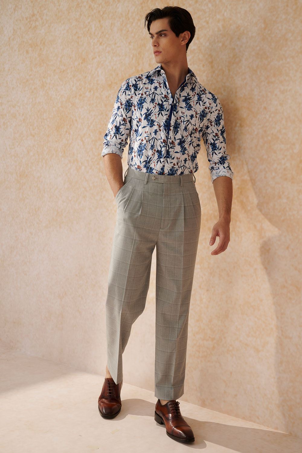 SST&C Light Gray Check Pattern Loose Suit Trousers | 0212402002  (Outlet)_5