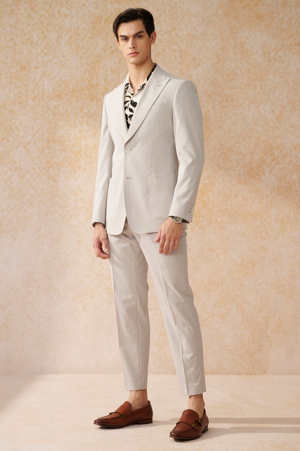 SST&C Beige Slim Fit Suit Trousers | 0212402004  (Outlet)_2