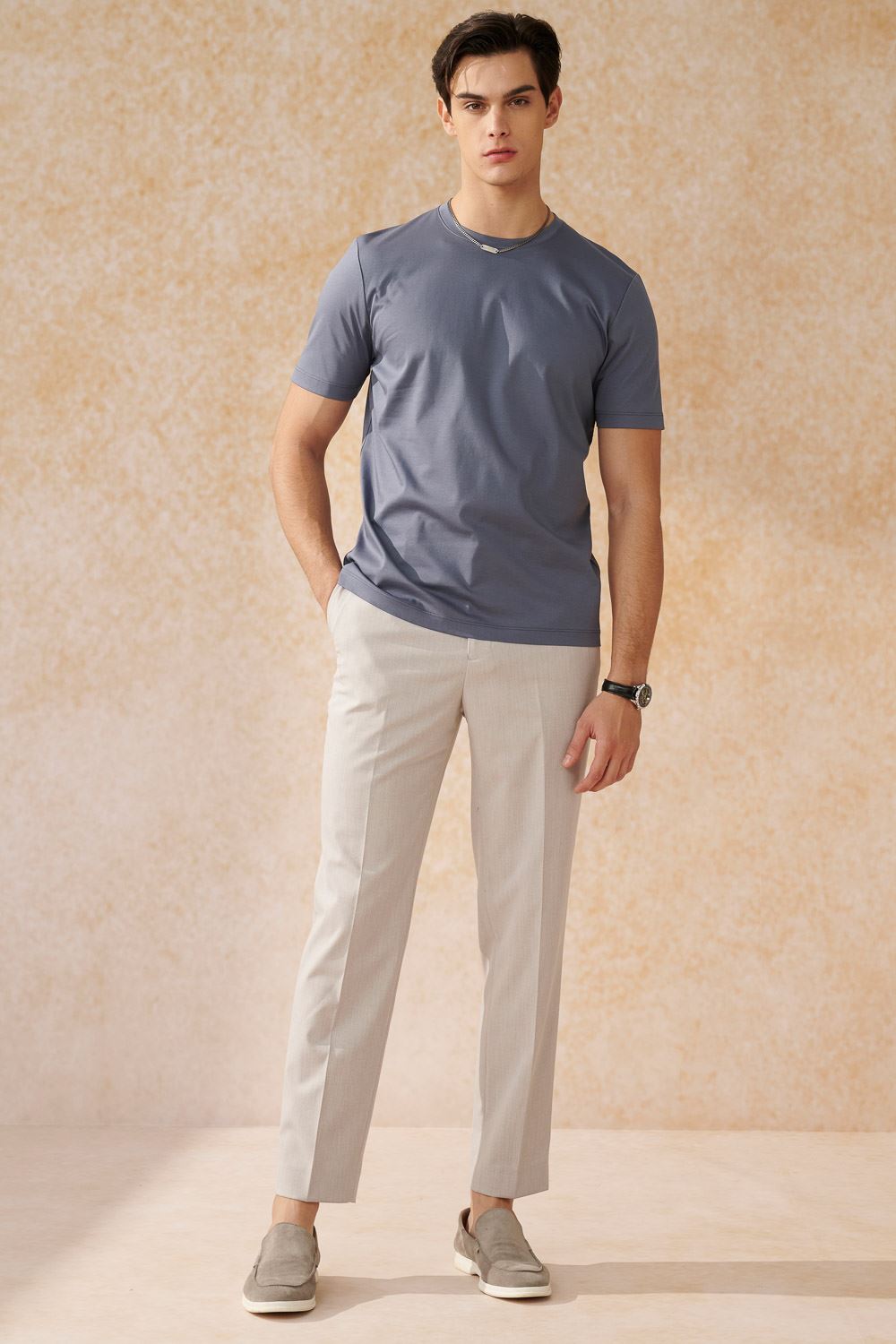SST&C Beige Slim Fit Suit Trousers | 0212402004  (Outlet)_4