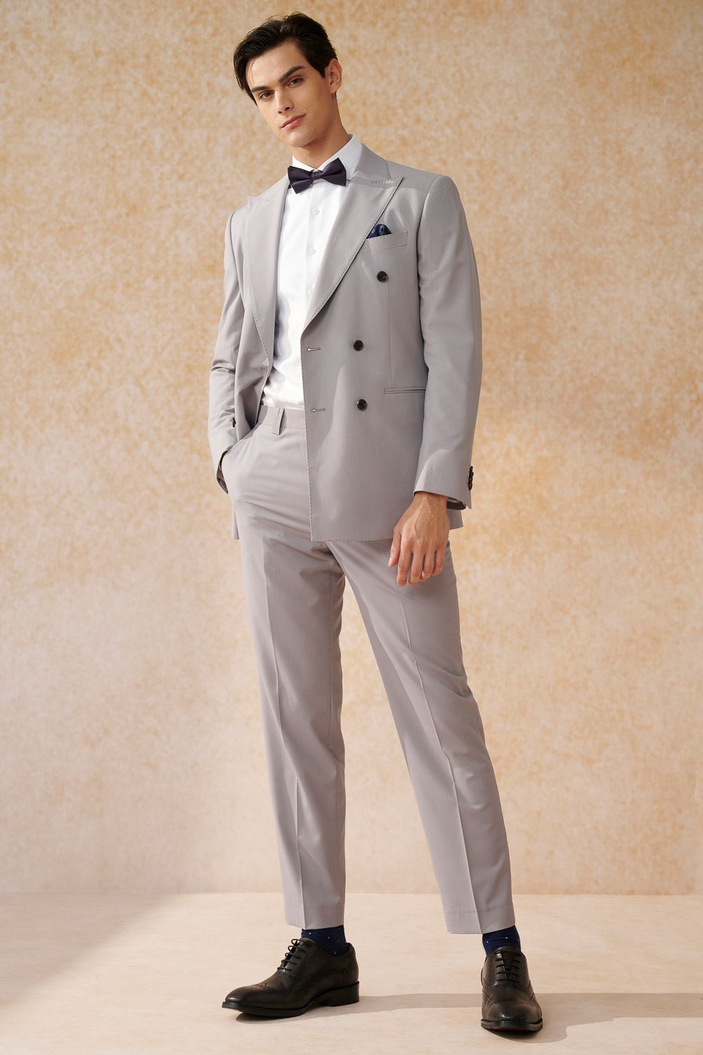 SST&C Matte Gray Purple Slim Double Breasted Suit Trousers | 0212402008  (Outlet)_2