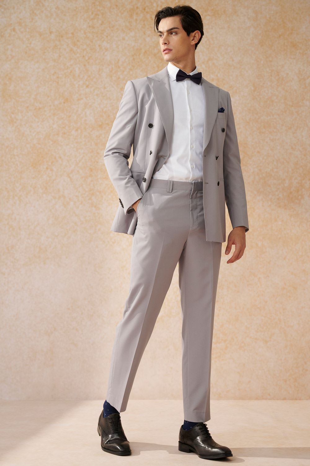 SST&C Matte Gray Purple Slim Double Breasted Suit Trousers | 0212402008  (Outlet)_3