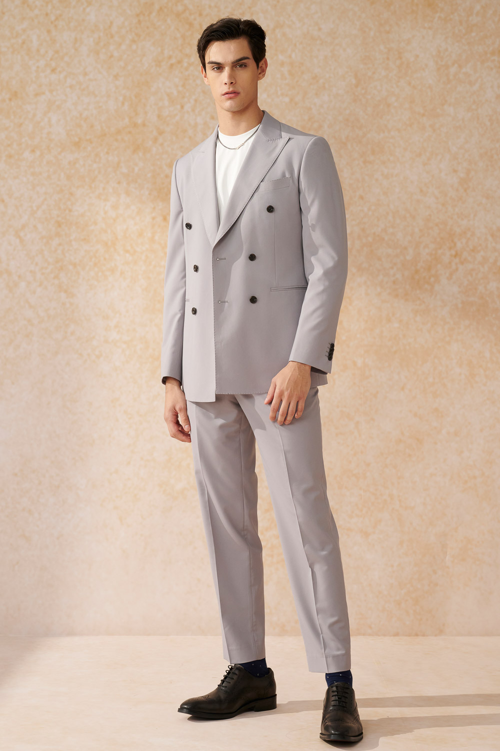 SST&C Matte Gray Purple Slim Double Breasted Suit Trousers | 0212402008  (Outlet)_4