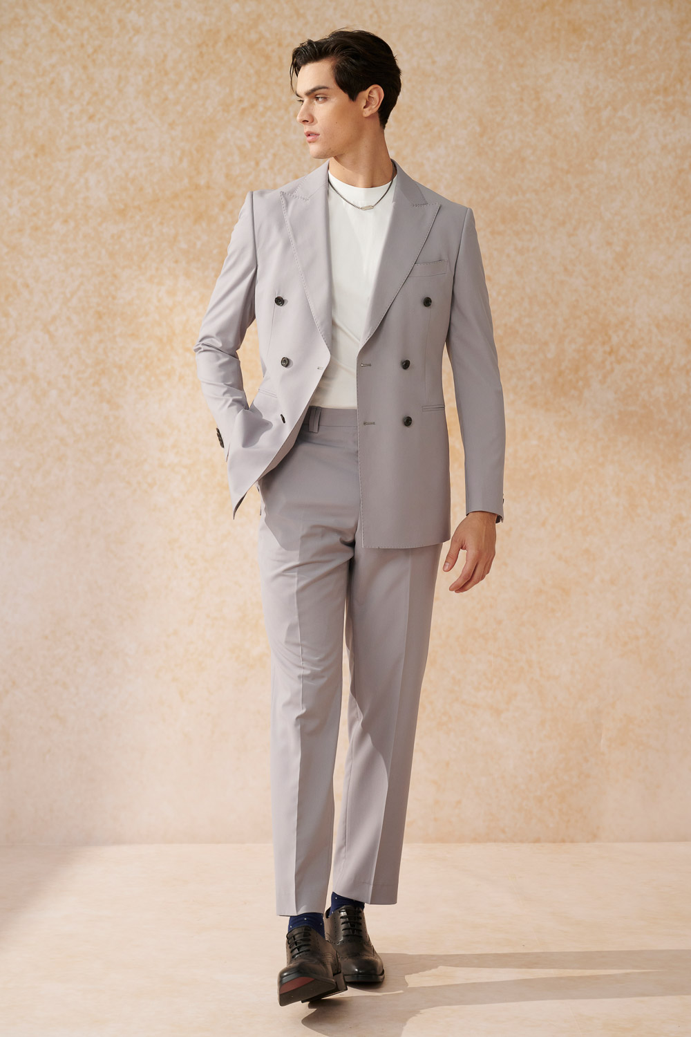 SST&C Matte Gray Purple Slim Double Breasted Suit Trousers | 0212402008  (Outlet)_5