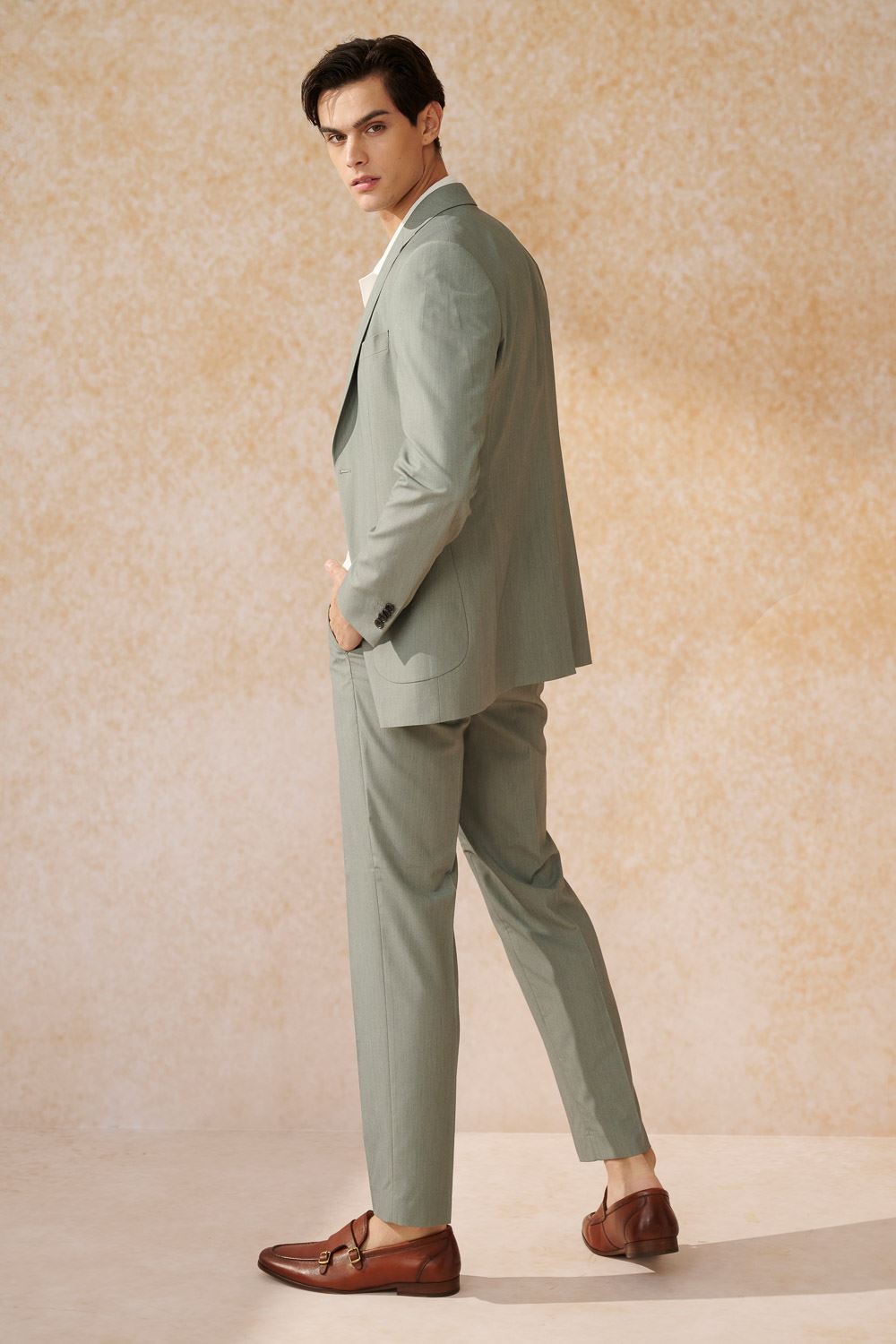 SST&C Mint Green Slim Fit Suit Trousers | 0212402009  (Outlet)_3