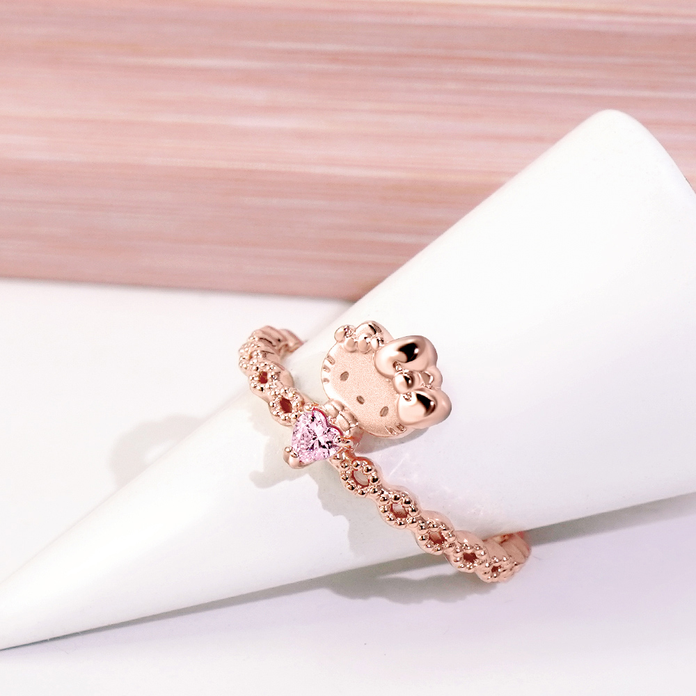 Hello Kitty 50th系列-凱蒂貓Future 晶鑽純銀戒指_2