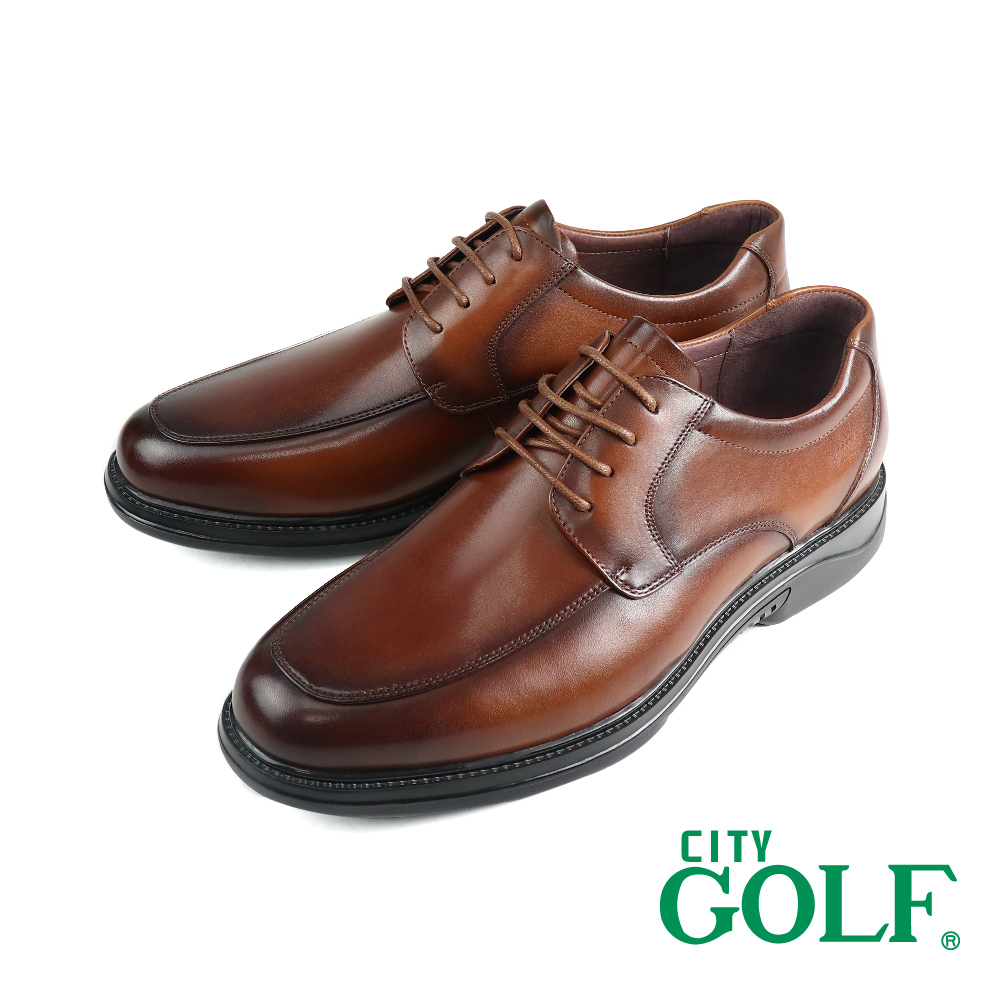 【GOLF】經典休閒軟墊舒適素面綁帶德比鞋 棕色(GF312019-BR)