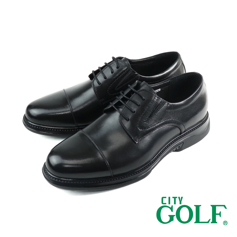 【GOLF】經典休閒軟墊橫飾綁帶德比鞋 黑色(GF313008-BL)