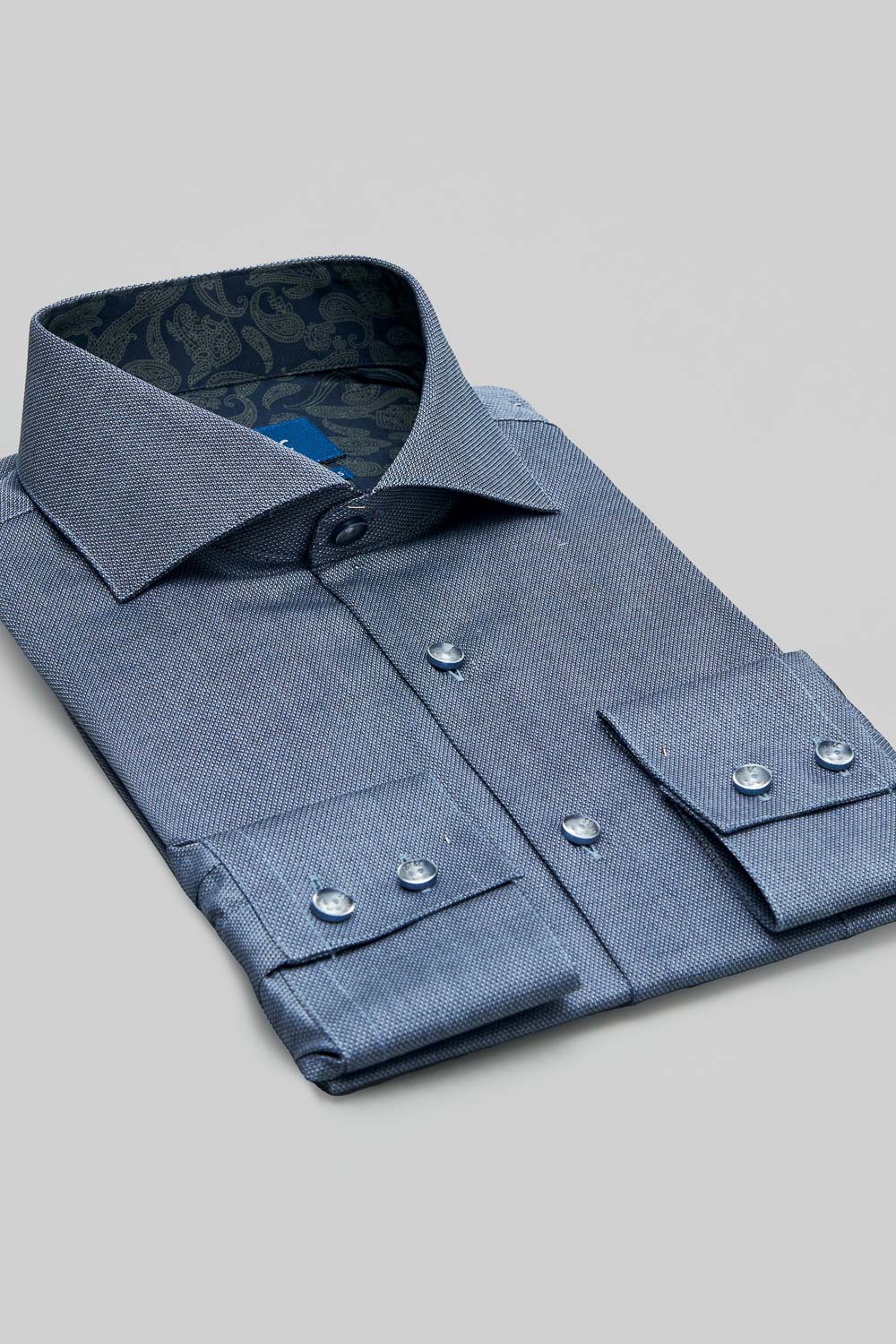 SST&C #Comfortable Cotton  Dark Blue Textured Slim Fit Shirt | 0312402001  (Outlet)_8