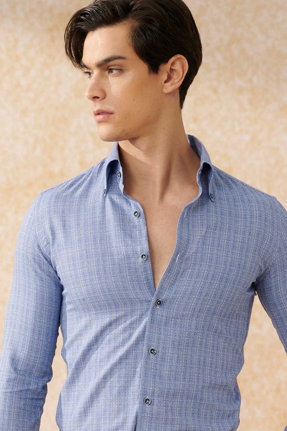 SST&C #Easycare  Dark Blue Textured Slim Fit Shirt | 0312402005  (Outlet)_1