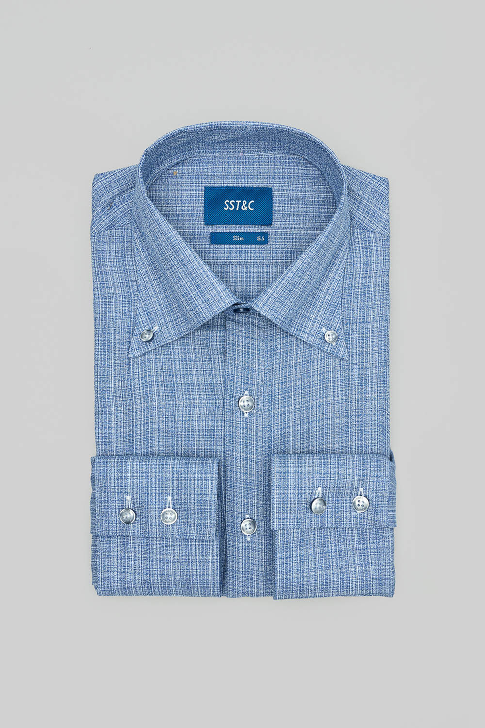 SST&C #Easycare  Dark Blue Textured Slim Fit Shirt | 0312402005  (Outlet)_5