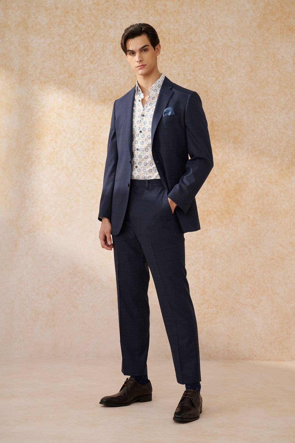 SST&C #Elastic Fit  Blue and Orange Geometric Arrangement Print Slim Fit Shirt | 0312402006  (Outlet)_5