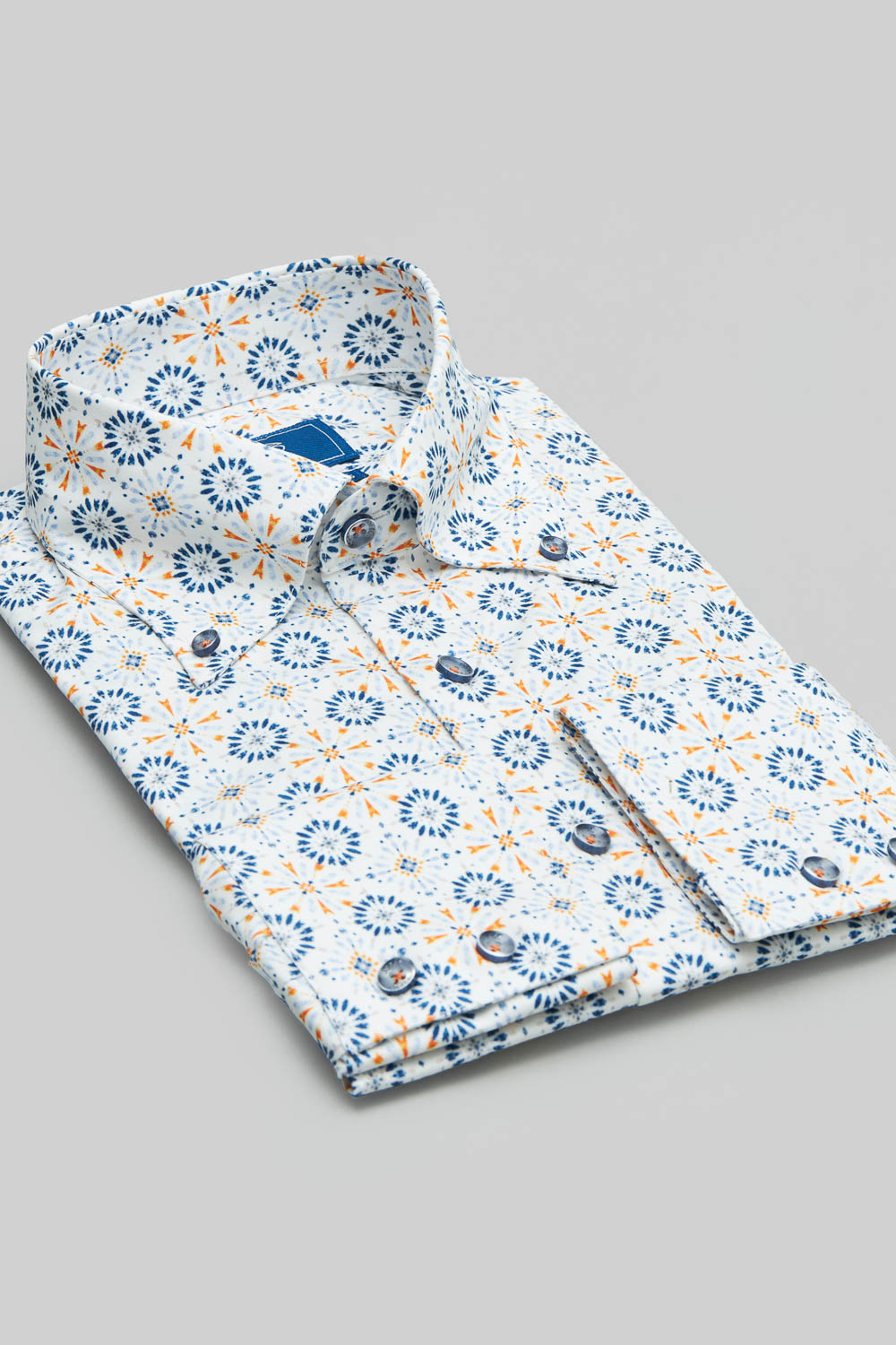 SST&C #Elastic Fit  Blue and Orange Geometric Arrangement Print Slim Fit Shirt | 0312402006  (Outlet)_8