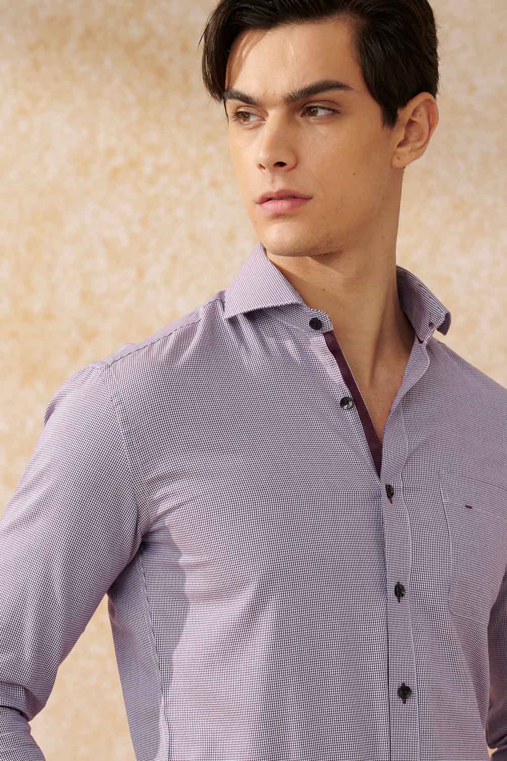 SST&C #Comfortable Cotton  Red Houndstooth Standard Shirt | 0312402010  (Outlet)_1