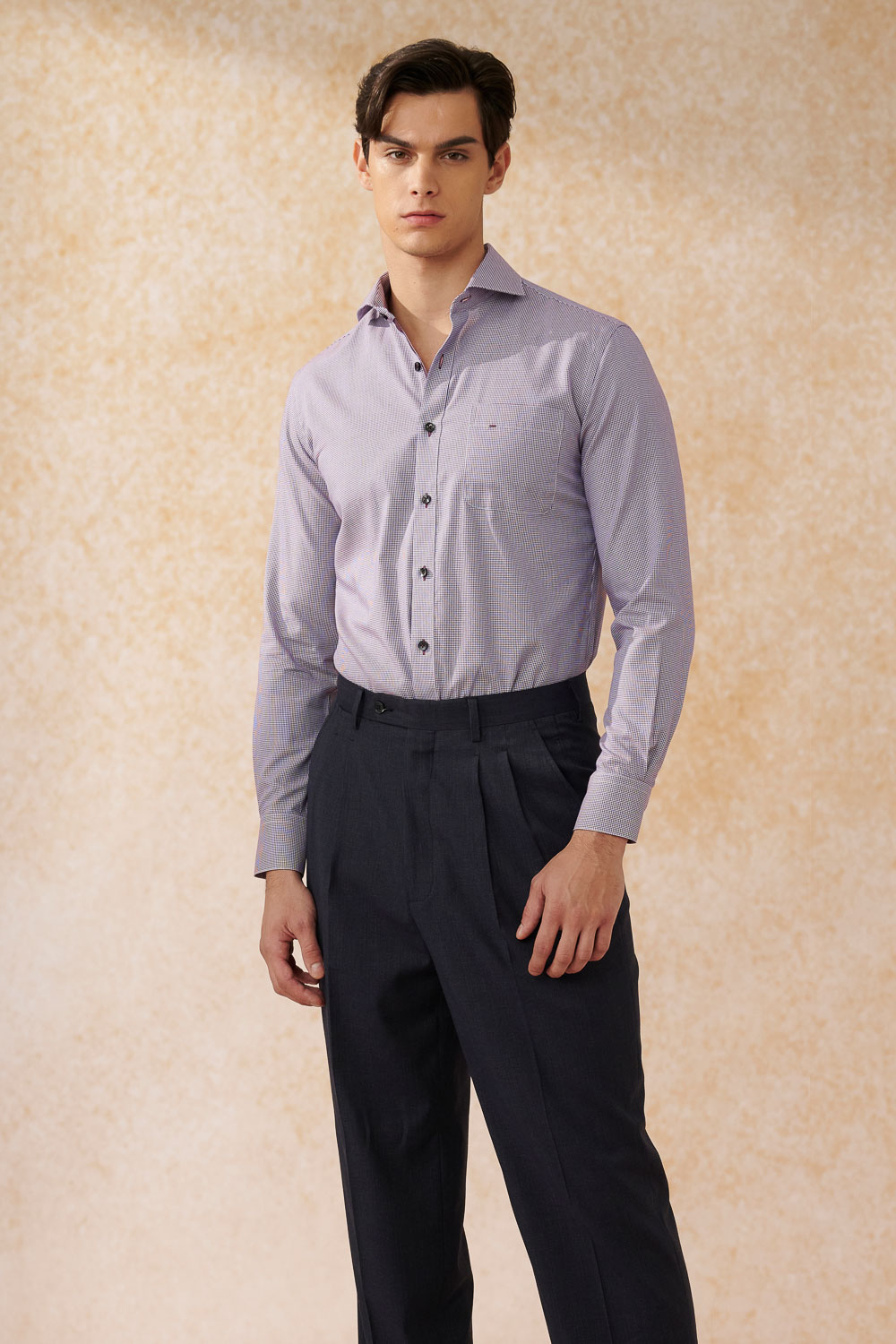 SST&C #Comfortable Cotton  Red Houndstooth Standard Shirt | 0312402010  (Outlet)_2