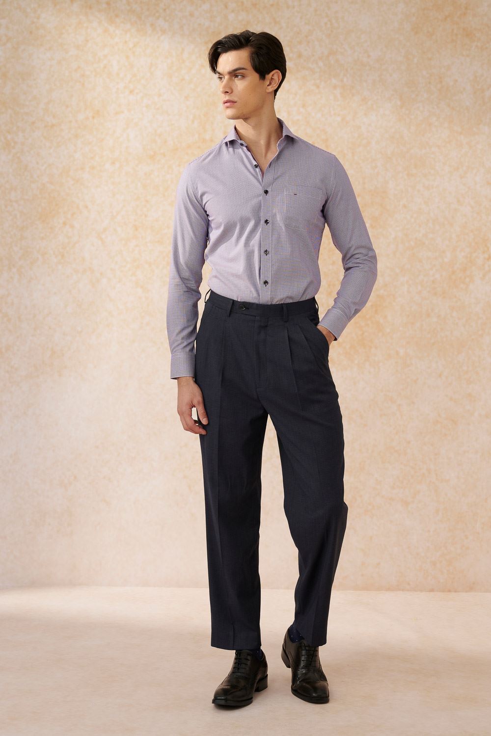 SST&C #Comfortable Cotton  Red Houndstooth Standard Shirt | 0312402010  (Outlet)_4