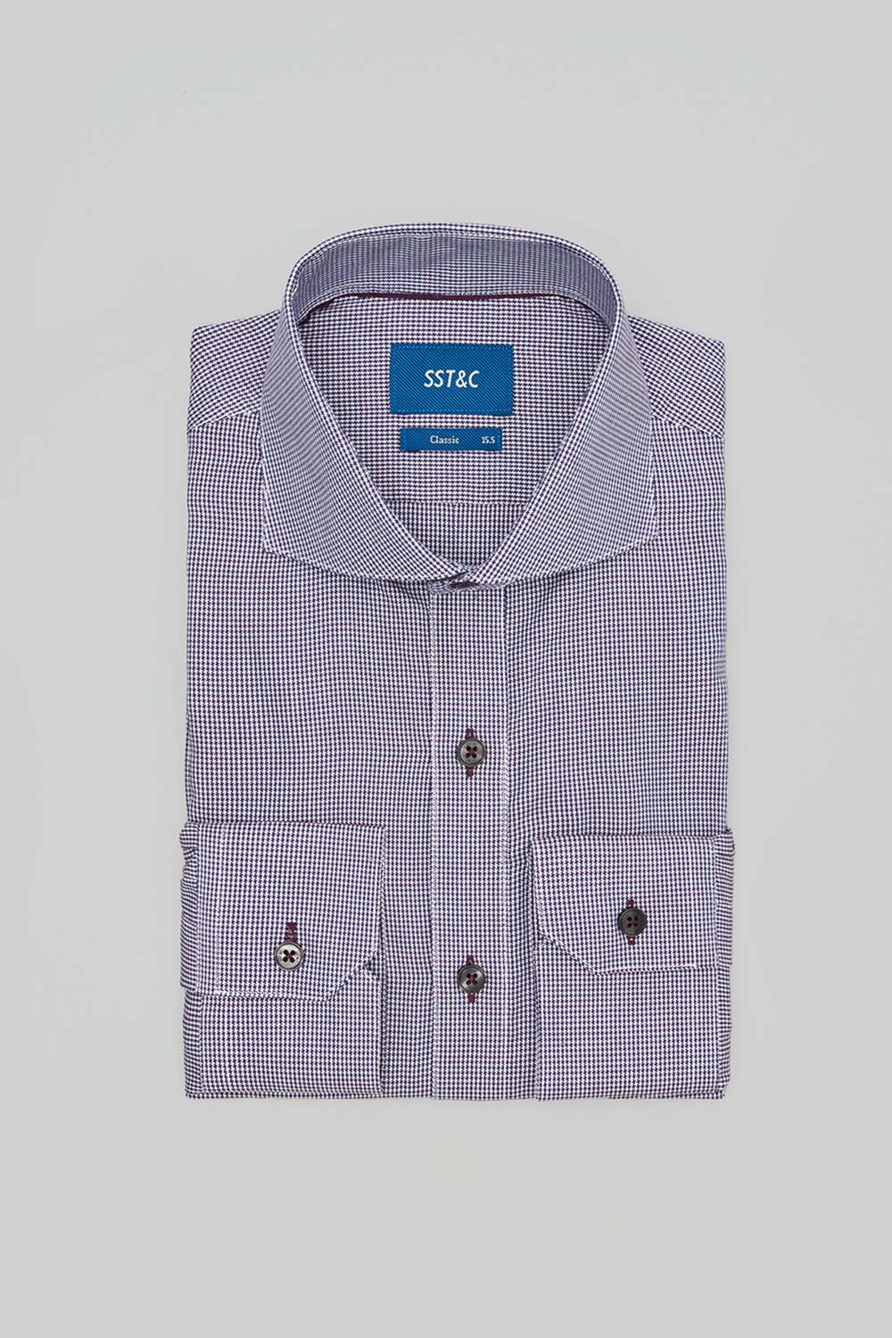 SST&C #Comfortable Cotton  Red Houndstooth Standard Shirt | 0312402010  (Outlet)_5